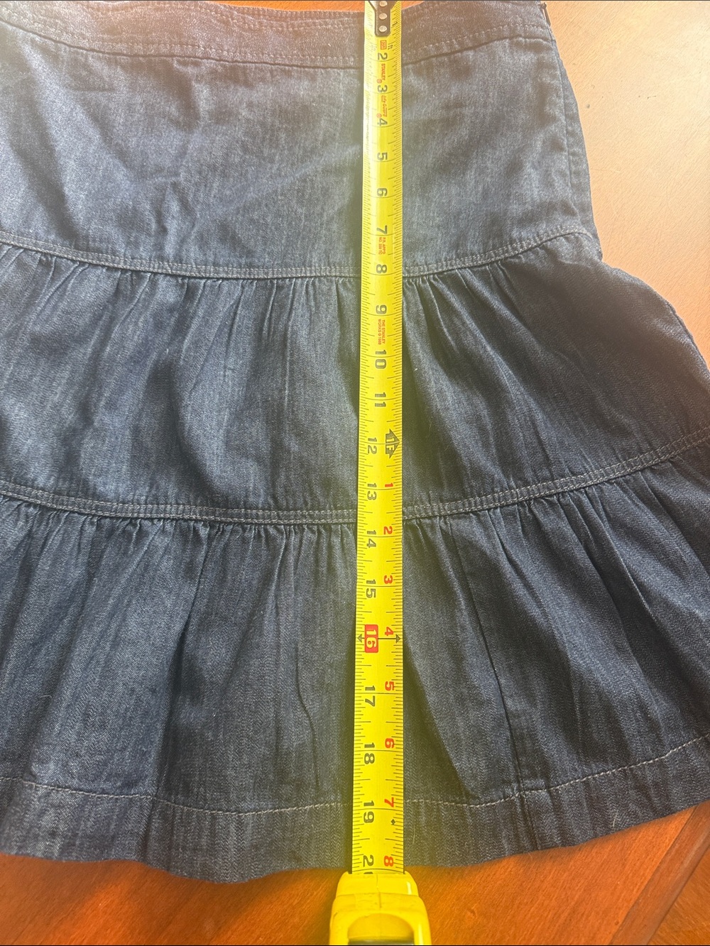 Ann Taylor Loft Blue Denim Tiered Jean Skirt Sz 8 - Picture 3 of 7